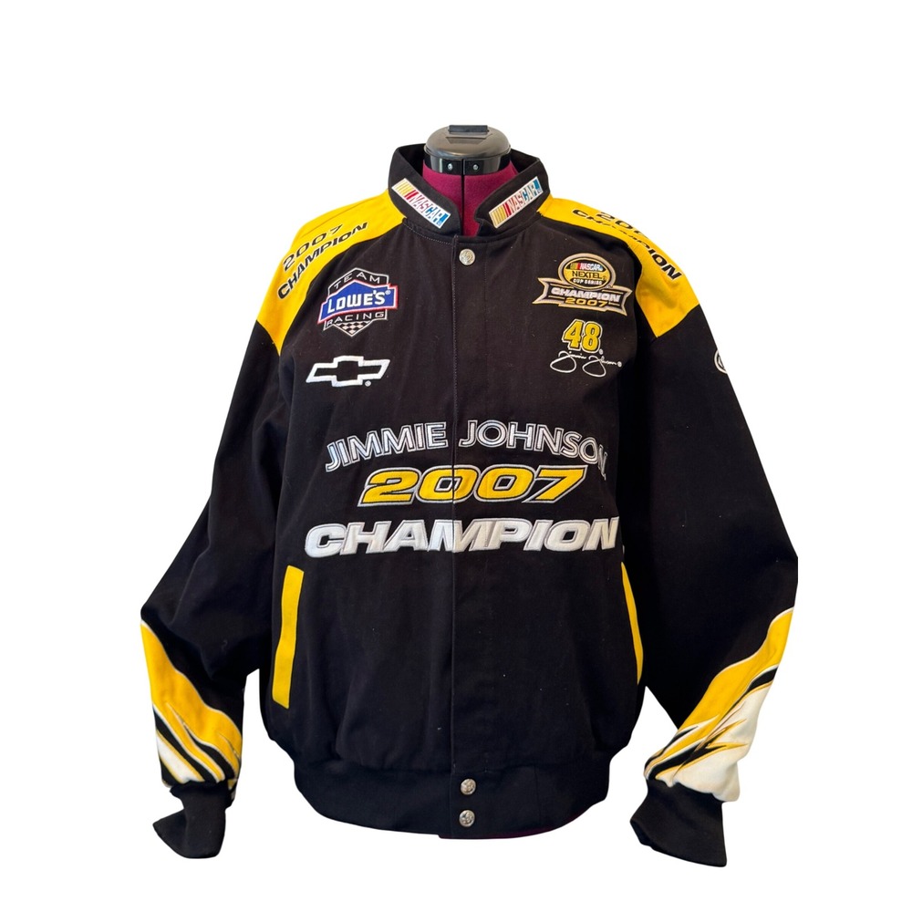 Chase Authentics Jimmie Johnson 2007 Champion NASCAR Jacket Black Yellow XL